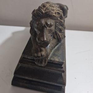 Vintage Hard Cast Lion Casket Jewelry Box